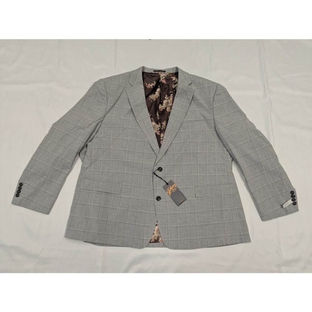 Johnny Bigg Jacket Mens 54 Grey Checkered Pattern Sports Blazer NEW